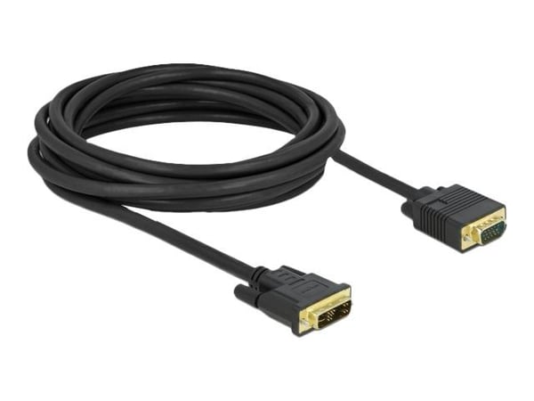 Delock - Adapterkabel - enkeltlink - DVI-A (han) til HD-15 (VGA) (han) - 5 m - tommelskruer - sort