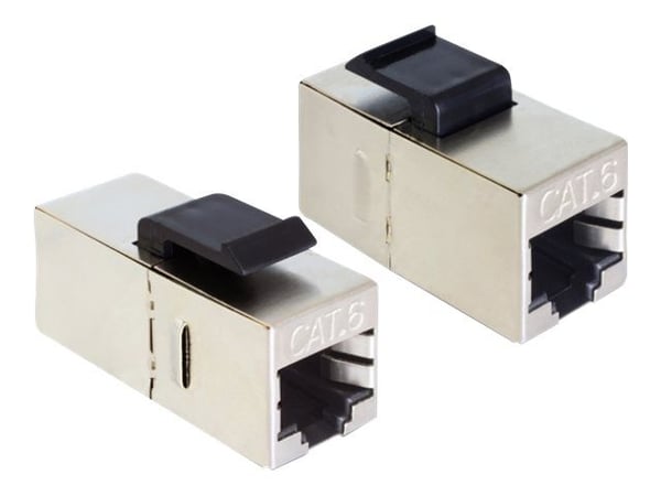 Delock Keystone Module RJ45 jack > RJ45 jack Cat.6 compact - Modulinnlegg - CAT 6 - STP - RJ-45 - svart (en pakke 25)