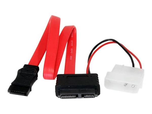 StarTech 36in Slimline SATA to SATA with LP4 Power Cable Adapter (SLSATAF36) - SATA-kabel - Serial ATA 150/300/600 - Slimline SATA (hunn) til SATA,...