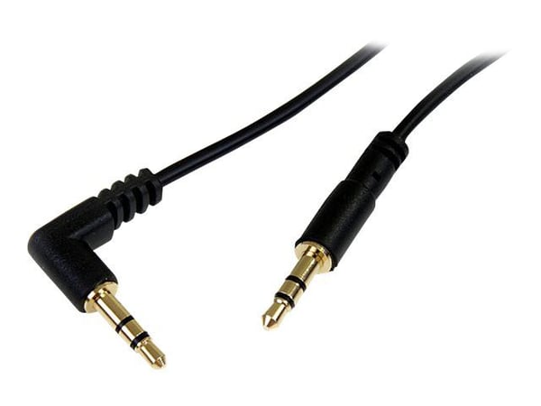 Startech 1 ft. (0.3 m) Right Angle 3.5 mm Audio Cable - 3.5mm Slim Audio Cable - Right Angle - Male/Male - Aux Cable (MU1MMSRA) - Lydkabel - mini-p...