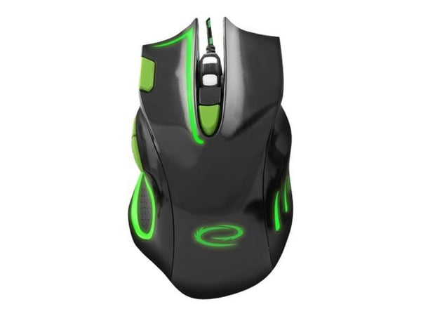 Esperanza MX401 HAWK - Mus - høyrehendt - optisk - 7 knapper - kablet - USB - svart/grønn