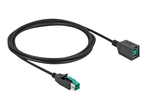 Delock - PoweredUSB extension cable - USB PlusPower (12 V) (hann) til USB PlusPower (12 V) (hunn) - 12 V - 2 m - svart