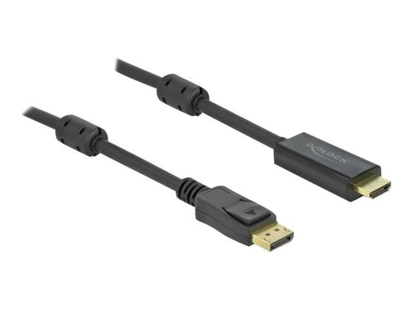 Delock - Adapterkabel - DisplayPort hann låsing til HDMI hann - 1 m - trippel beskyttelse - svart - 4K-støtte, aktiv