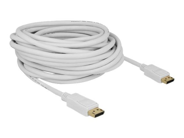 Delock - Skjermkabel - DisplayPort (hann) til DisplayPort (hann) - DisplayPort 1.2 - 10 m - 4K-støtte - hvit