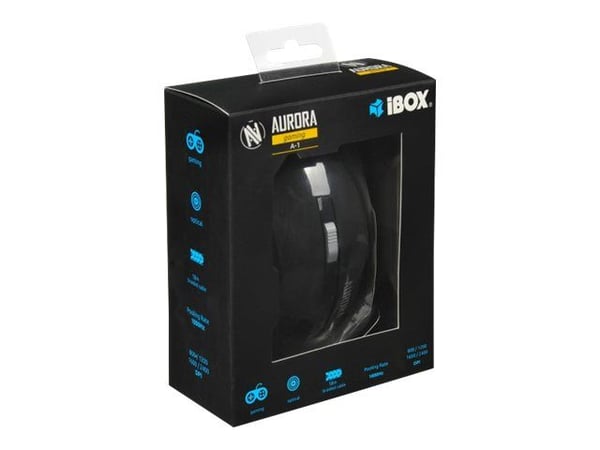 iBOX Aurora A-1 - Mus - optisk - 6 knapper - kablet - USB - svart