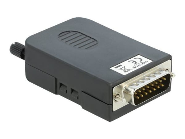 DeLOCK 66566, serial Sub-D15, 16 pin terminal block, Musta