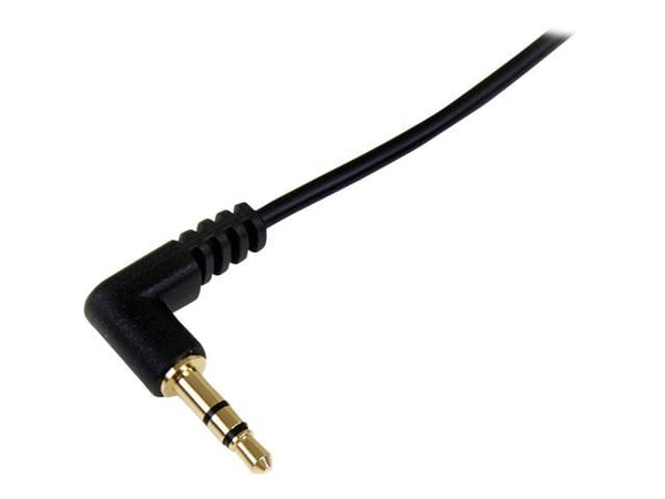 Startech 1 ft. (0.3 m) Right Angle 3.5 mm Audio Cable - 3.5mm Slim Audio Cable - Right Angle - Male/Male - Aux Cable (MU1MMSRA) - Lydkabel - mini-p...