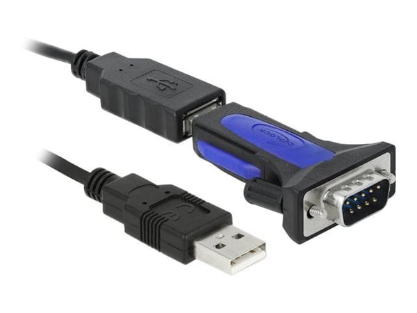 DeLOCK 66280, Musta, 0,8 m, USB A-tyyppi, DB-9, Uros, Uros