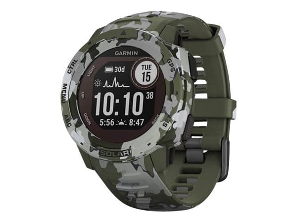 Garmin Instinct Solar - Camo Edition - lichen camo - sportklocka med band - silikon - lichen camo - handledsstorlek: 132-224 mm - monokrom - Blueto...