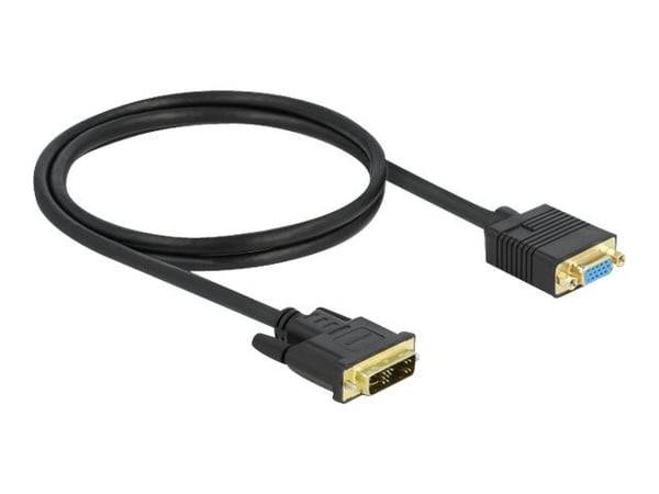 Delock - Adapterkabel - enkel länk - DVI-A (hane) till HD-15 (VGA) (hona) - 1 m - tumskruvar - svart