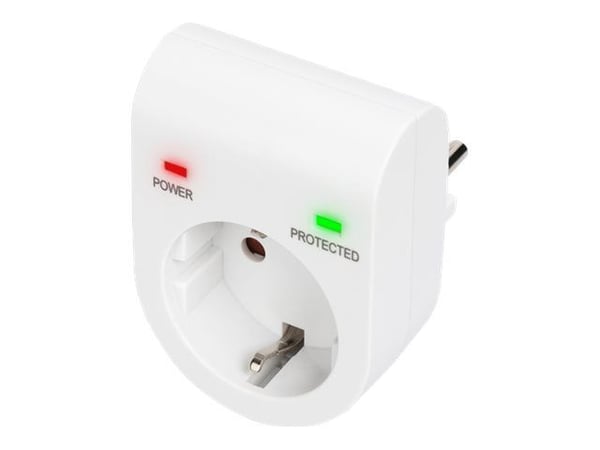 DIGITUS Professional DN-95400 - Overspenningsavleder - AC 230 V - 3500 watt - utgangskontakter: 1 - hvit