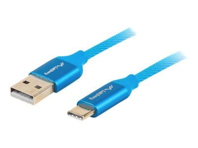 Lanberg Premium - USB-kabel - USB-C (hane) till USB (hane) - USB 2.0 - 1 m - blå
