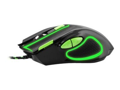Esperanza MX401 HAWK - Mus - høyrehendt - optisk - 7 knapper - kablet - USB - svart/grønn