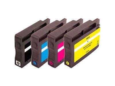 Peach Combi-Pack H932/H933 - 4-pack - svart, gul, cyan, magenta - kompatibel - gjenfabrikert - blekkpatron (alternativ for: HP 932, HP 933)