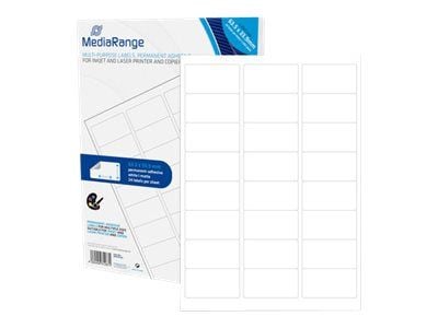 MediaRange MRINK150 - Matt - permanet adhesiv - matt hvit - 63.5 x 33.9 mm 1200 etikett(er) (50 ark x 24) flerbruks merkelapper