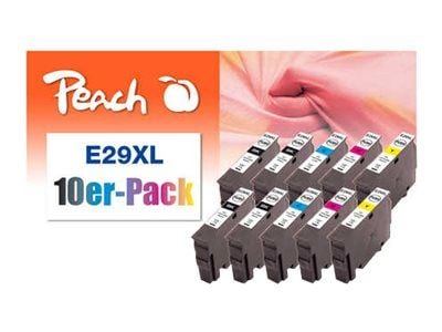 Peach Combi-Pack E29XL - 10-pack - svart, gul, cyan, magenta - kompatibel - gjenfabrikert - blekkpatron (alternativ for: Epson 29XL) - for Epson Ex...