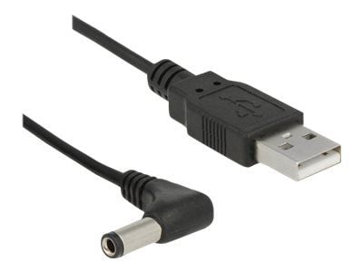 Delock - Strömkabel - Växelströmsjack 5,5 x 2,5 mm (hane) vinklad till USB (endast ström) (hane) - 1.5 m - svart