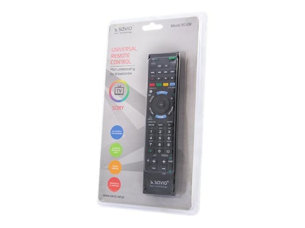 SAVIO RC-08 - Universal fjernkontroll - infrarød - svart - for Sony KDL-32W655, 40W905, 42W654, 42W655, 42W656, 42W807, 46W905, 47W807, 50W656, 50W685