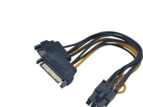 Akasa - Strømadapter - SATA-strøm (hann) til 6-pins PCIe-strøm (hann) - 15 cm