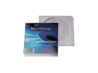 MediaRange Retailpack 50 CD Paperbag with Flagwindow - CD/DVD-muffe - kapasitet: 1 CD/DVD - hvit