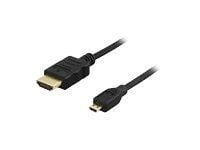 DELTACO HDMI-1023 - HDMI-kabel med Ethernet - 19 pin micro HDMI Type D hann til HDMI hann - 2 m - svart