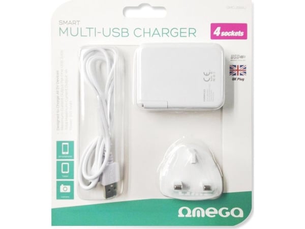 Ikroviklis Omega 4x USB-A 2,4 A (OMCUSB4U)