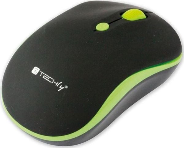 Techly IM 1600-WT-BGW, Ambidekstriøs, Optisk, RF kabel-fri, 1600 DPI, Sort, Grønn