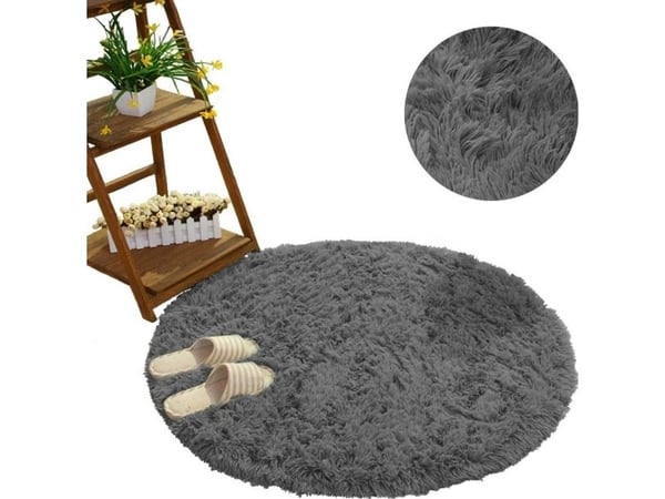 Strado Rundt teppe Shaggy Strado 200x200 GreyNight (Mørkegrå) universal