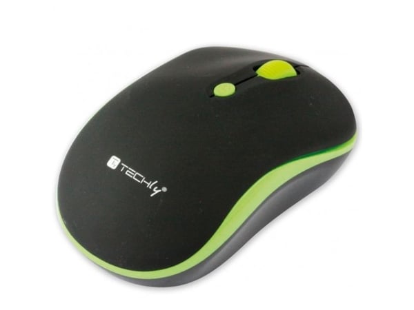 Techly IM 1600-WT-BGW, Ambidekstriøs, Optisk, RF kabel-fri, 1600 DPI, Sort, Grønn