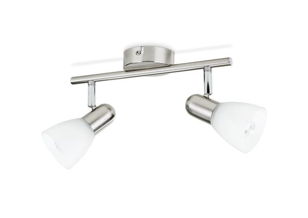 Philips Essentials Burlap-spotlys til tak/vegg, 2 stk., Overflateegnet, E14, 2 ampuller, LED, 220-240 V, Kromfarget