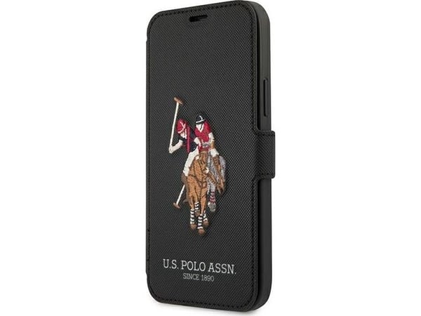 Case Us Polo Assn USA polo USFLBKP12MPUGFLBK iPhone 12/12 Pro 6,1 tommers fargerik/svart bok Polo Embroidery Collection