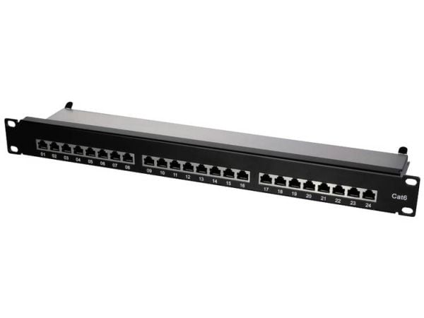 LogiLink - Koblingspanel - CAT 6e - STP - RJ-45 X 24 - svart, RAL 9005 - 1U - 19"