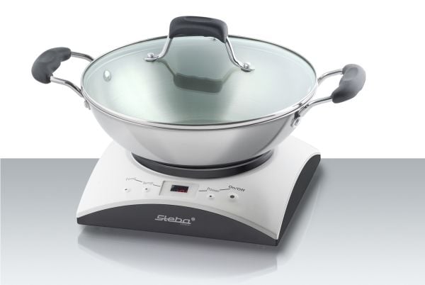 Steba IK 11 S - Induksjonsvarmeplate - 1 kW - rustfritt stål/svart/hvit