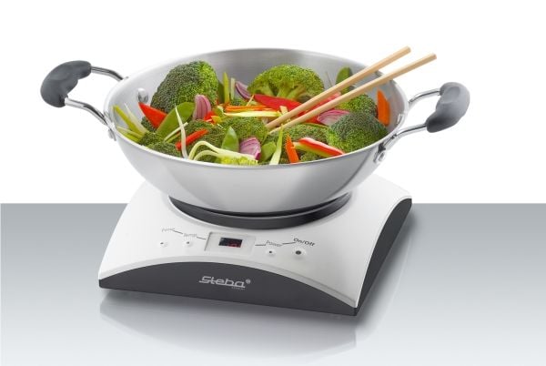 Steba IK 11 S - Induksjonsvarmeplate - 1 kW - rustfritt stål/svart/hvit