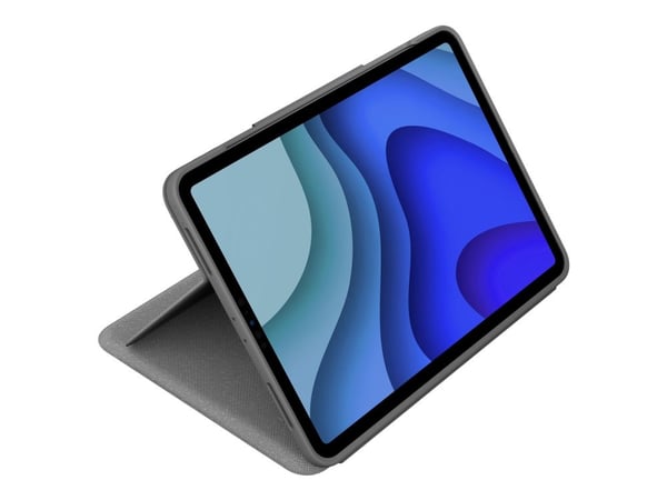 Logitech Folio Touch - Tangentbord och foliefodral - med pekdyna - bakgrundsbelyst - Apple Smart connector - QWERTY - brittisk - oxford-grå - för A...