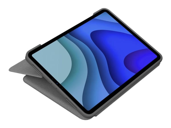 Logitech Folio Touch - Tangentbord och foliefodral - med pekdyna - bakgrundsbelyst - Apple Smart connector - QWERTY - brittisk - oxford-grå - för A...