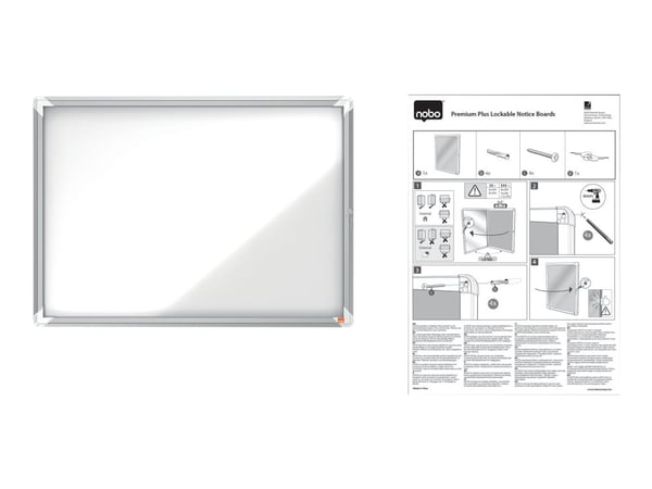 Nobo Premium Plus lukollinen ilmoitustaulu ulkokäyttöön 12xA4, Hopea, Valkoinen, Terästä, Standard, 1012 mm, 1040 mm, 20,9 kg