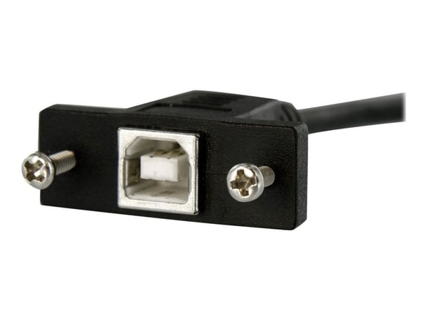 StarTech 1 ft Panel Mount USB Cable B to B - F/M - USB cable - USB Type B (F) to USB Type B (M) - USB 2.0 - 1 ft - molded, thumbscrews - black - US...