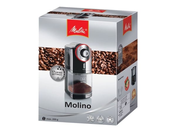 Melitta Molino, 200 g, Musta, Punainen, Ruostumaton teräs, 14 kpl, 100 W, 1,61 kg, 162 mm