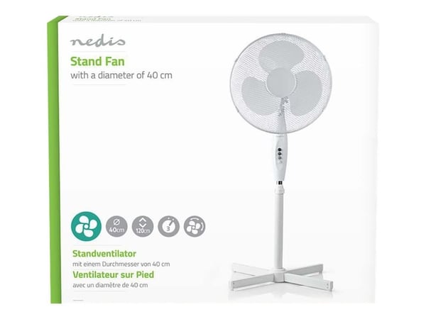 Nedis - Kjølevifte - frittstående - 40 cm - CEE 7/16 - hvit