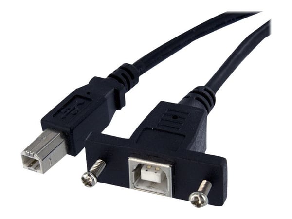 StarTech 1 ft Panel Mount USB Cable B to B - F/M - USB cable - USB Type B (F) to USB Type B (M) - USB 2.0 - 1 ft - molded, thumbscrews - black - US...