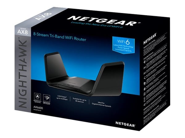 NETGEAR RAX70 - Trådløs ruter 4-portssvitsj - 1GbE - Wi-Fi 6 - Trippelbånd