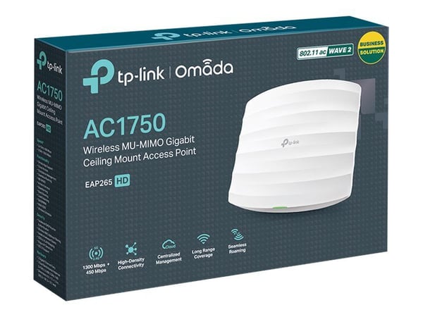 TP-Link EAP265 HD AC1750 Wireless MU-MIMO Gigabit Ceiling Mount Access Point - Trådløst tilgangspunkt - Wi-Fi 5 - 2.4 GHz, 5 GHz - vegg/tak-monterbar