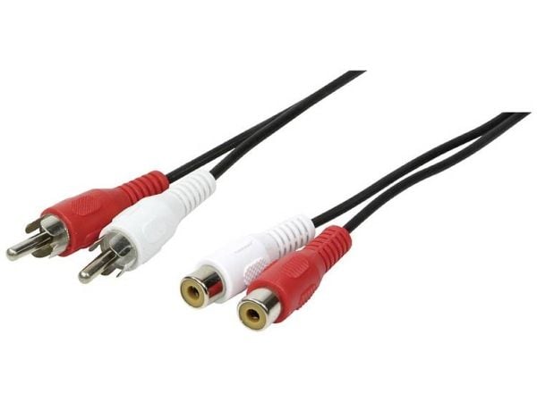 LogiLink 2xRCA - 2xRCA, 10m, 2 x RCA, Hankjønn, 2 x RCA, Hunkjønn, 10 m, Sort