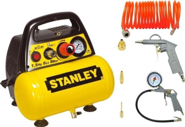 Stanley oljefri kompressor 6L + pneumatiskt kit
