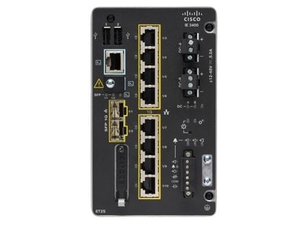 Cisco Catalyst IE3400 Rugged Series - Network Essentials - switch - Styrt - 8 x 10/100/1000 + 2 x Gigabit SFP - DIN-skinnemonterbar - DC power
