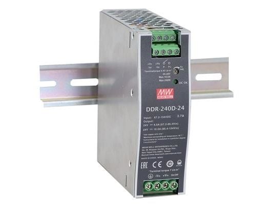 MEAN WELL DDR-240B-24, 16.8 - 33.6 V, 240 W, 24 V, 10 A, RoHS, 40 mm