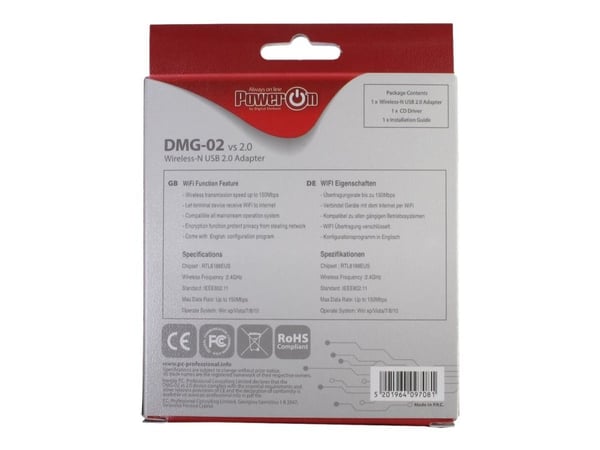 Inter-Tech DMG-02 - Nettverksadapter - USB 2.0 - 802.11b/g/n