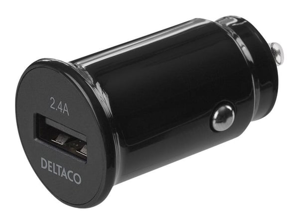 DELTACO USB-CAR123 - Bilstrømadapter - 12 watt - 2.4 A (USB) - svart