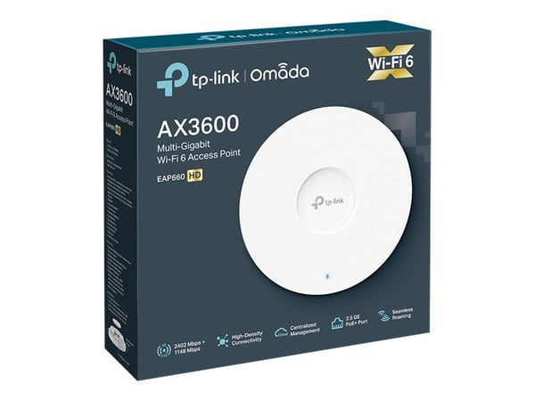 TP-Link EAP660 HD AX3600 Wireless Dual Band Multi-Gigabit Ceiling Mount Access Point - Trådløst tilgangspunkt - Wi-Fi 6 - 2.4 GHz, 5 GHz - vegg/tak...